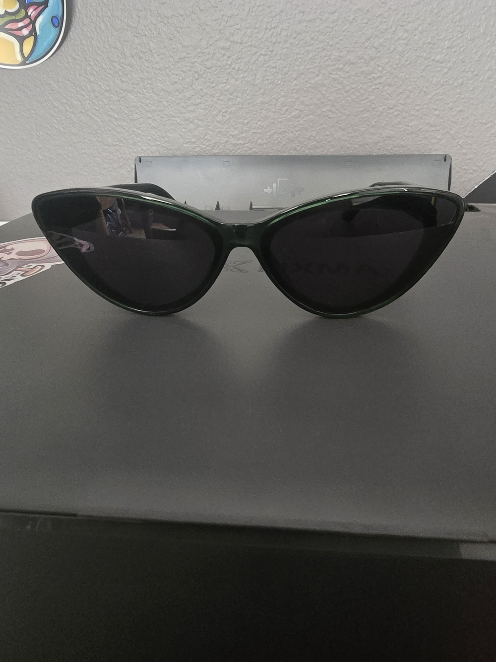 Quay Australia Cat Eye Sunglasses - Dark Green Frame, Black Lenses